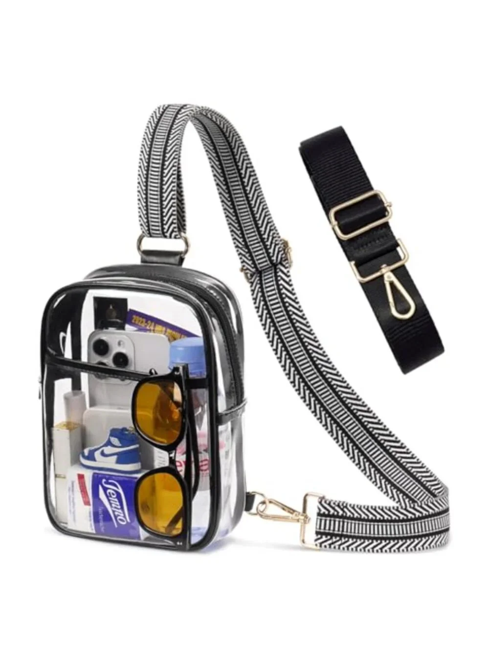 Clear Stadium Approved Crossbody Sling Purse with 2 Adjustable Straps PVC